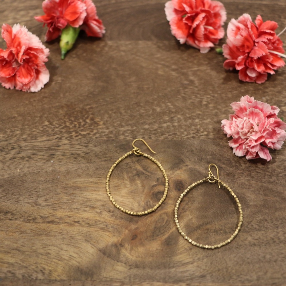 Madewell Gold Beaded Hoop Earrings